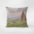 Vista detallada del cojin con estampado de pintura al oleo retro, textura de terciopelo fino. - Pintura al Óleo de Arte Vintage Francés 1 / 35x35cm (Funda Sin Relleno)