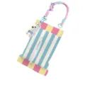 Hübscher koreanischer Taschentuchhalter mit bunten Streifen, Plüschhund und geflochtenem Henkel. - Will Summer 03 Auto Hängender Gurt [Mit Anhänger]