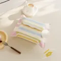 Koreanischer Pastell gestreifter Kosmetiktücherbox Überzug mit Bommel Tisch Organizer. - Will Summer 04 [Weißer Pompon]