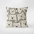 Détail de coussin motif ours dessin animé nordique, gros plan texture tissu peluche douce. - Smiley Charmant 9