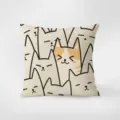 Housse de coussin en velours avec chat de dessin animé minimaliste, canapé style nordique salon. - Smiley Charmant 8