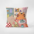 Cute cartoon print flannel throw pillow sofa cushion cover for home living room bed decor - Double-Sided Print 35x35cm (Cover Without Core) / Food Party-3