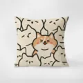Gros plan détaillé de la housse de coussin animal de dessin animé en velours doux. - Smiley Charmant 6