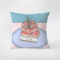 Dessert print throw pillow detail view, soft flannel double-sided decorative cushion cover. - Food Party-7