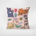 Cute cartoon animal printed pink throw pillow detail, soft plush cushion cover for home sofa. - Food Party-10