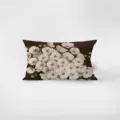 Rectangular velvet throw pillow detail with botanical white cosmos flower painting print. - Double-Sided Pattern 30x50cm (Cover Without Core) / Nancheng Floral 2