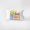 Detailed view of the Nordic rectangular throw pillow featuring cute cartoon art print design. - Double Sided Print 40X60cm (Without Core) / Dopamine Healing Cat 1