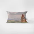 Vista dettagliata del cuscino rettangolare in velluto con stampa di pittura a olio artistica. - 30x50cm (Senza Imbottitura) / Pittura ad Olio Vintage Francese 1