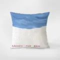 Closeup detail of decorative artistic pillow featuring blue brushstrokes and soft fabric texture. - Double-Sided Print 35x35cm (Cover Without Core) / Style 406-1