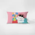 Detail view of the rectangular velvet pillow featuring a cute cat and floral art design. - Double Sided Print 40X60cm (Without Core) / Dopamine Healing Cat 3