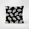 Cuscino decorativo nero con carte da gioco cuscino da divano chic decorazione per la casa - Stampa Bifacciale 35x35cm (Copertura Senza Imbottitura) / Modello pkpBz02