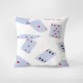 Minimalist playing card print throw pillow detail, calm blue colorway aesthetic design. - Double-Sided Print 35x35cm (Cover Without Core) / Style 406-4