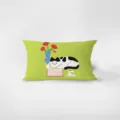 Green cartoon cat rectangular throw pillow detail, cute animal printed cushion cover. - Dopamine Healing Cat 7