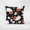 Cuscino nero con motivo di carte da gioco, federa quadrata decorativa a tema poker per divano. - Stampa Bifacciale 35x35cm (Copertura Senza Imbottitura) / Modello pkpBz04