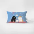 Close up view of the Nordic cartoon cats throw pillow velvet cushion cover detail texture. - Dopamine Healing Cat 11