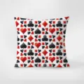 Cojin cuadrado con estampado de palos de poker corazones picas treboles rombos rojo y negro sofa. - Estampado de Doble Cara 35x35cm (Fundas Sin Relleno) / Patrón pkpBz10