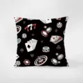 Funda de cojín motivo dados póker tema casino, cojín cuadrado negro para sofá y sala de estar. - Estampado de Doble Cara 35x35cm (Fundas Sin Relleno) / Patrón pkpBz12