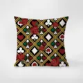 Cojín decorativo con diseño de cartas de póker y rosas, elegante cojín negro para sofá y auto. - Estampado de Doble Cara 35x35cm (Fundas Sin Relleno) / Patrón pkpBz13