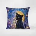Cuscino decorativo gatto nero con elegante design a mosaico stellato per divano soggiorno. - Stampa Bifacciale 35x35cm (Copertura Senza Imbottitura) / Gatto Notturno 5