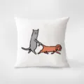 Copricuscino quadrato con stampa di gatto e cane carino, dettaglio cuscino da divano. - Stampa Bifacciale 40x40cm (Copertura Senza Imbottitura) / Gatto e Cane 1