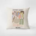 Modern minimalist beige throw pillow with abstract pottery art for cozy living room decor. - French Pastoral Romantic Style 7