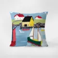 Nordic Maud landscape velvet throw pillow cover modern minimalist sofa cushion decor - Maud Fishing Boat