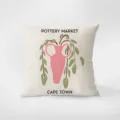 Close-up detail of the decorative throw pillow featuring botanical pottery print and minimalist style. - French Pastoral Romantic Style 6