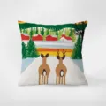Nordic folk art winter snow deer throw pillow cover for cozy living room sofa home decor. - Maud Deer In Snow