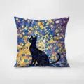 Cuscino gatto nero mosaico morbido flanella cuscino divano decorazione per la casa casa - Stampa Bifacciale 35x35cm (Copertura Senza Imbottitura) / Gatto Notturno 1