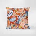 Nordic modern abstract floral velvet throw pillow cover, stylish sofa cushion detail view. - Floral 06