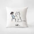 Minimalist cat art throw pillow cover, black and white line drawing design for sofa. - Cat and Dog 5