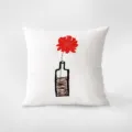 Primo piano dettagliato del cuscino decorativo caratterizzato da una stampa artistica con vaso. - Frutta Pop Art F