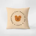 Dettaglio cuscino orsetto carino stile crema francese, tessuto morbido con stampa e testo. - Stampa Bifacciale 35x35cm (Copertura Senza Imbottitura) / Orsetto Carino Crema Francese 1