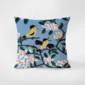 Fodera per cuscino decorativo con stampa di uccelli e fiori nordici, divano moderno. - Stampa Bifacciale 35x35cm (Copertura Senza Imbottitura) / Maud Allegri Uccelli