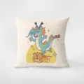 Cute cartoon dragon tiger throw pillow, soft velvet decorative sofa cushion cover living room decor - Grand Dragon Debut
