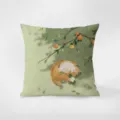 Federa per cuscino decorativo in flanella con dolce illustrazione di gatto e albero da frutto. - Stampa Bifacciale 35x35cm (Copertura Senza Imbottitura) / Gita di Primavera 4
