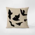 Housse de coussin artistique abstraite moderne minimaliste avec imprimé oiseau chic sur velours beige. - Impression Double Face 35x35cm (Housse Sans Rembourrage) / Art Abstrait 01