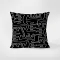 Housse de coussin design abstrait noir blanc velours coussin pour canapé salon déco. - Pensées 4 / 35x35cm (Housse Uniquement)