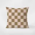 Cuscino arredo moderno minimalista marrone beige a quadri morbido per divano soggiorno - Stampa Bifacciale 35x35cm (Copertura Senza Imbottitura) / Stile Legno Astratto 04