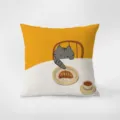 Detailed view of the Nordic style cat print velvet throw pillow cover, soft and cozy. - Eating Cat 2 / 35x35cm Pillowcase Without Core