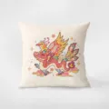 Cute Dragon Phoenix Print Velvet Throw Pillow Cover Decorative Cushion Case for Living Room - Double-Sided Print 35x35cm (Cover Without Core) / Dragon and Phoenix