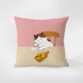 Nordic minimalist cute cat print throw pillow cover modern sofa decorative cushion case - Eating Cat 1 / 35x35cm Pillowcase Without Core