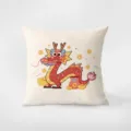 Cute Red Dragon Velvet Throw Pillow Square Cushion Cover for Sofa Living Room Decor - Double-Sided Print 35x35cm (Cover Without Core) / Dragon