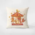Cute Year of the Dragon Carousel Suede Throw Pillow Sofa Cushion Decorative Bed Pillow - Double-Sided Print 35x35cm (Cover Without Core) / Dragon Horse Spirit