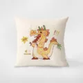 Cute cartoon dragon plush velvet throw pillow, soft square cushion cover for sofa living room - Roaring Dragon