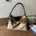 Vintage Wildleder Umhängetasche für Damen lässige Handtasche mit niedlichem Donut Anhänger - Mit Anhänger / Khaki