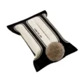 Black and white French style tissue box cover for living room, bedroom, dining table and car use. - White Frame Checkered 01 (Brown Pompom)