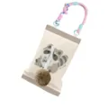 Cute cartoon raccoon hanging fabric tissue box holder with fluffy pom pom for home and car use. - Raccoon Hanging Strap Style (Brown Pompom)