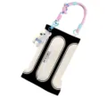 Black and white French fabric tissue box with cute dog pendant and hanging rope handle. - White Frame Checkered 01 Car Hanging Rope (With Pendant)