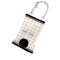 Hanging tissue bag holder with cute print and pompom decor, stylish car and home storage. - Lucky Dot 03 Car Hanging Strap (Brown Pom-Pom)
